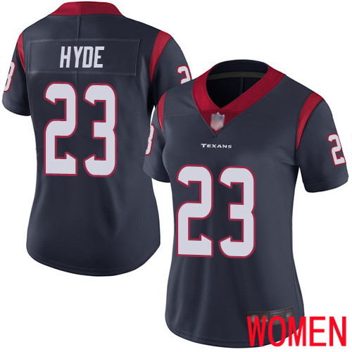 Houston Texans Limited Navy Blue Women Carlos Hyde Home Jersey NFL Football #23 Vapor Untouchable